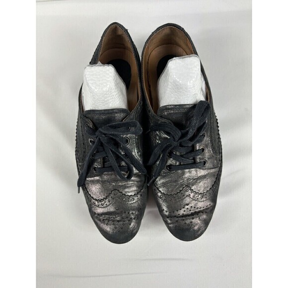 Earthies Wingtip Treviso Brogues Flats Lace Up Metallic Pewter 8.5 Arch Support - Picture 2 of 8
